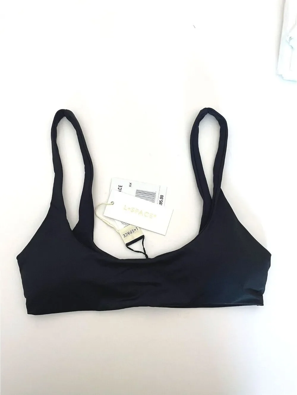 NWT L*Space Solid Prince Black Scoop Neck Bralette Bikini Top Small